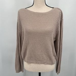 RDI Womens Melange Pullover‎ Loose Open Knit Boatneck Long Sleeve Sweater S